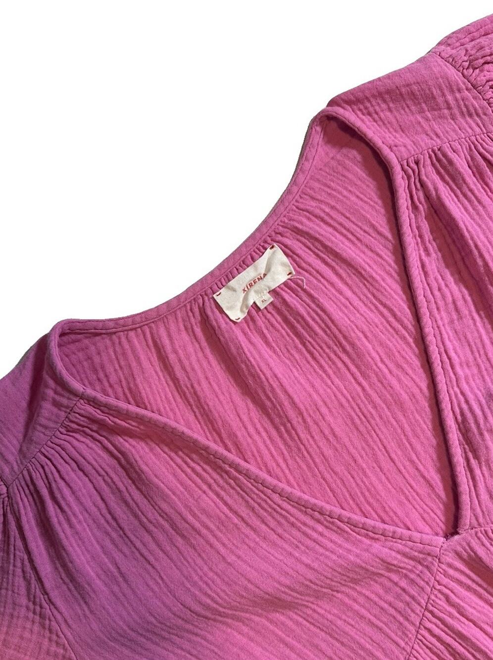 XiRENA Women’s Pink Cotton Ella Tiered 3/4 Sleeve Dress SZ XL